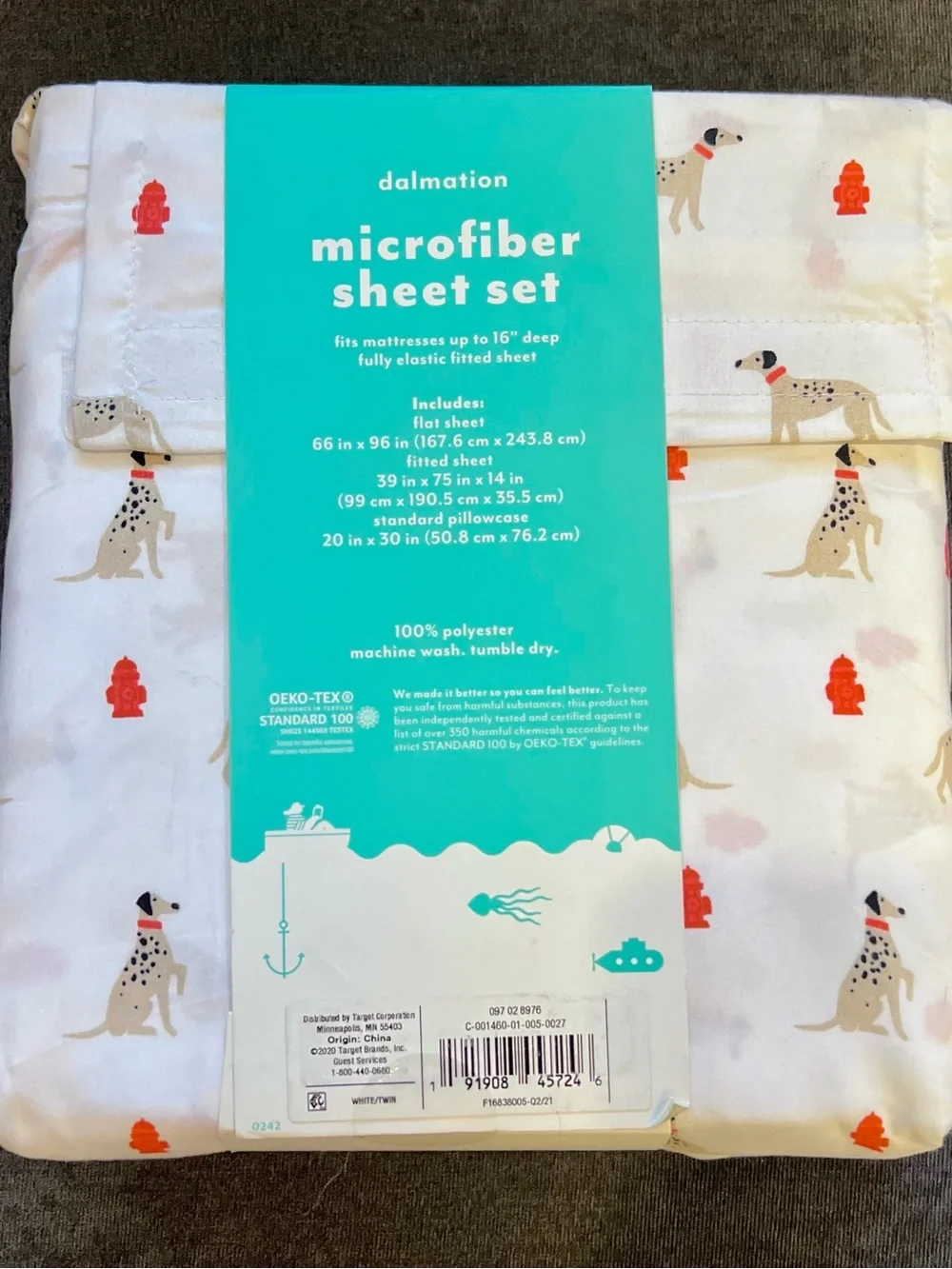 NWT Pillowfort Dalmatian Microfiber Sheets- Twin